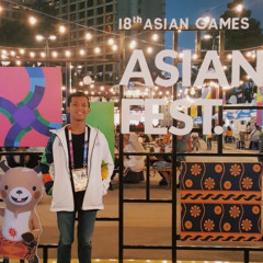 Triadi Setiawan, berpose di salah satu both ASIAN GAMES 2018