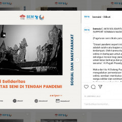 Poster dukungan BEM UISI pada pagelaran seni di tengah pandemi (Foto: Instagram) Poster dukungan BEM UISI pada pagelaran seni di tengah pandemi (Foto: Instagram)