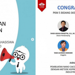Ucapan selamat kepada salah satu tim yang berhasil lolos pendanaan PKM 5 bidang tahun 2020 Ucapan selamat kepada salah satu tim yang berhasil lolos pendanaan PKM 5 bidang tahun 2020