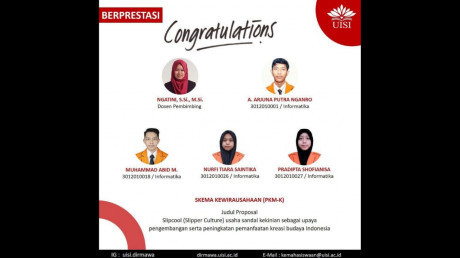 Ucapan selamat dari kemahasiswaan UISI kepada tim yang lolos PKM Ucapan selamat dari kemahasiswaan UISI kepada tim yang lolos PKM