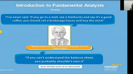 Syelma Sumanto, Most Advisor Mandiri Sekuritas, menjelaskan dasar-dasar Fundamental analysis saham. Syelma Sumanto, Most Advisor Mandiri Sekuritas, menjelaskan dasar-dasar Fundamental analysis saham.