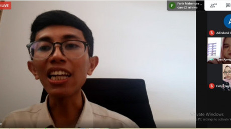 Arief Susanto saat proses diskusi seminar online berlangsung