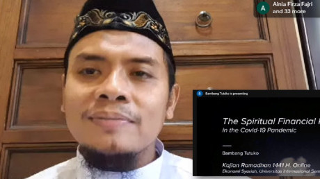 Ustadz Bambang Tutuko menjelaskan materi kajian ramadan serta Online Trial Class Ekonomi Syariah