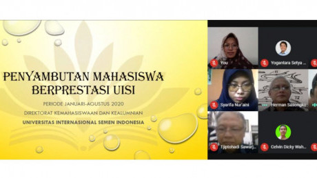 forum penyambutan kepada 103 mahasiswa berprestasi via daring.